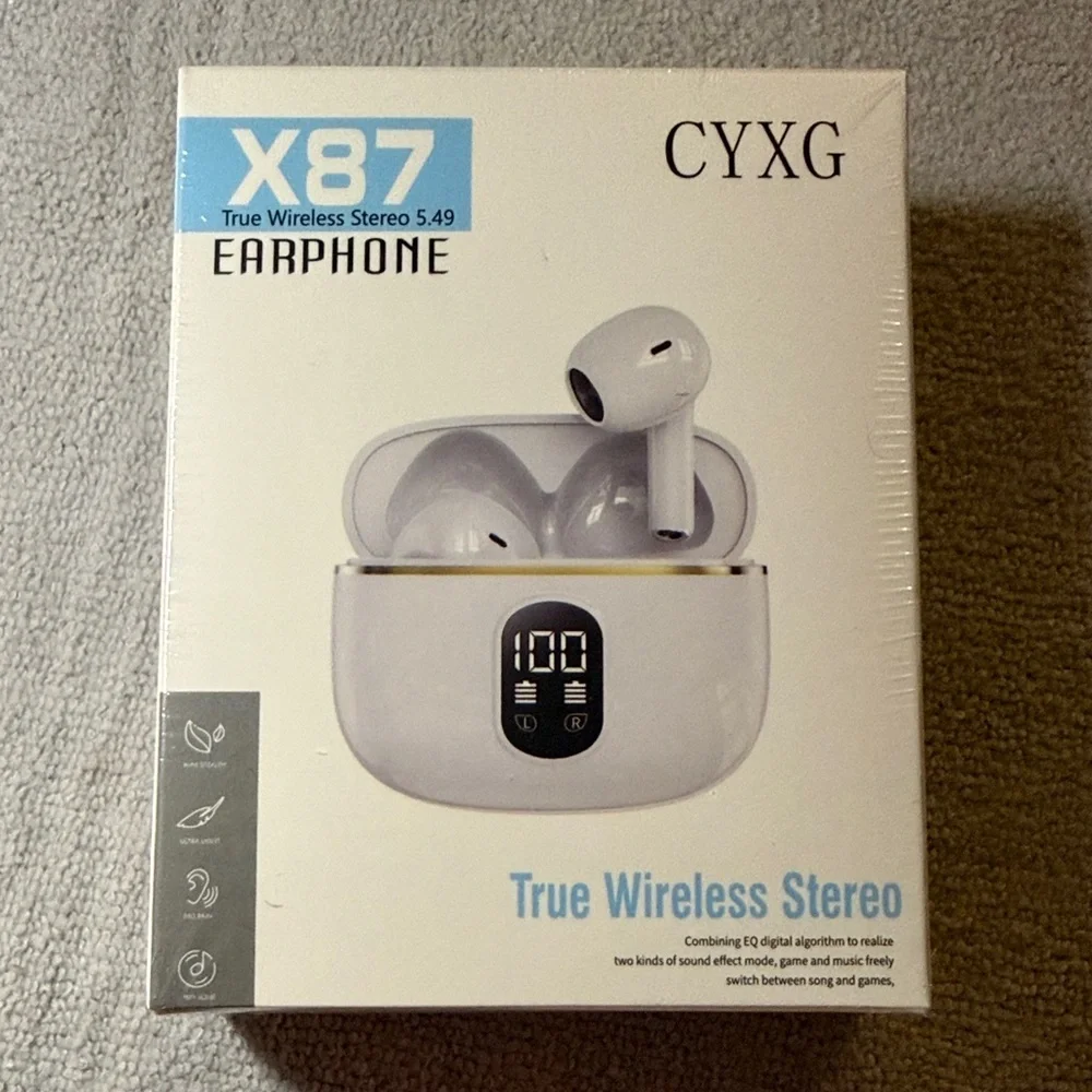 X87 True Wireless Stereo Earphones - Black - Sealed in box!